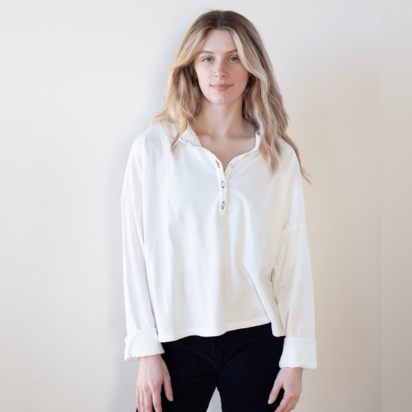ASKK NY Oversized Henley in Ivory - Picture 1 of 7